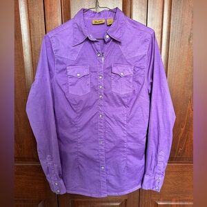 Wrangler Women's Purple Button Down Shirt